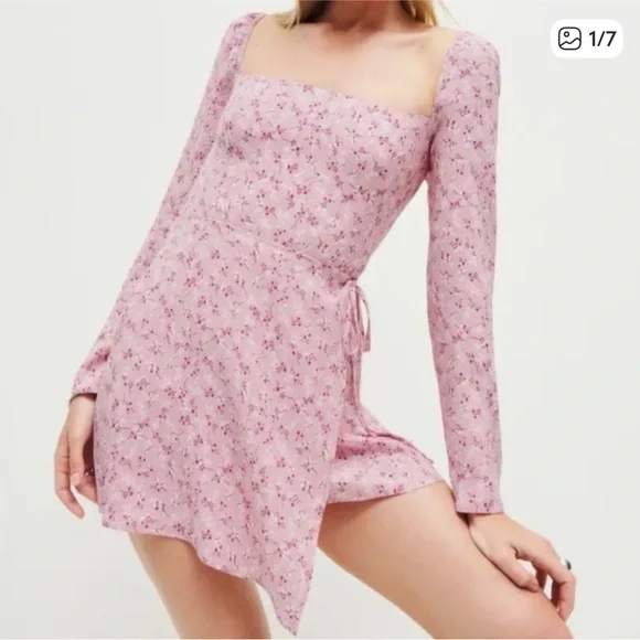 Reformation Pink Floral Long Sleeve Dress - Picture 2 of 6